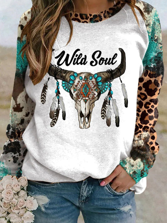 Animal Leopard Print Long Sleeve Sweatshirt