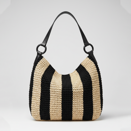 Black & Natural Woven Hobo
