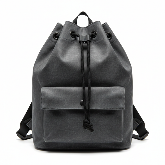 Charcoal Canvas Drawstring Bag