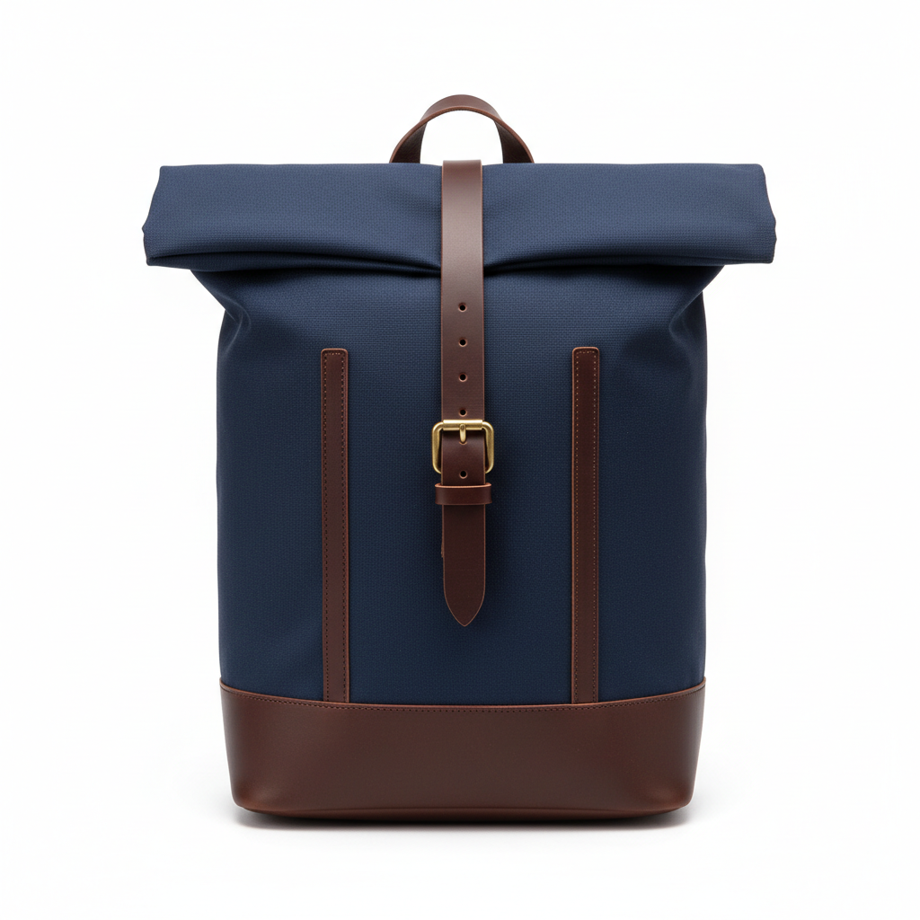 Navy Roll-Top Canvas Pack