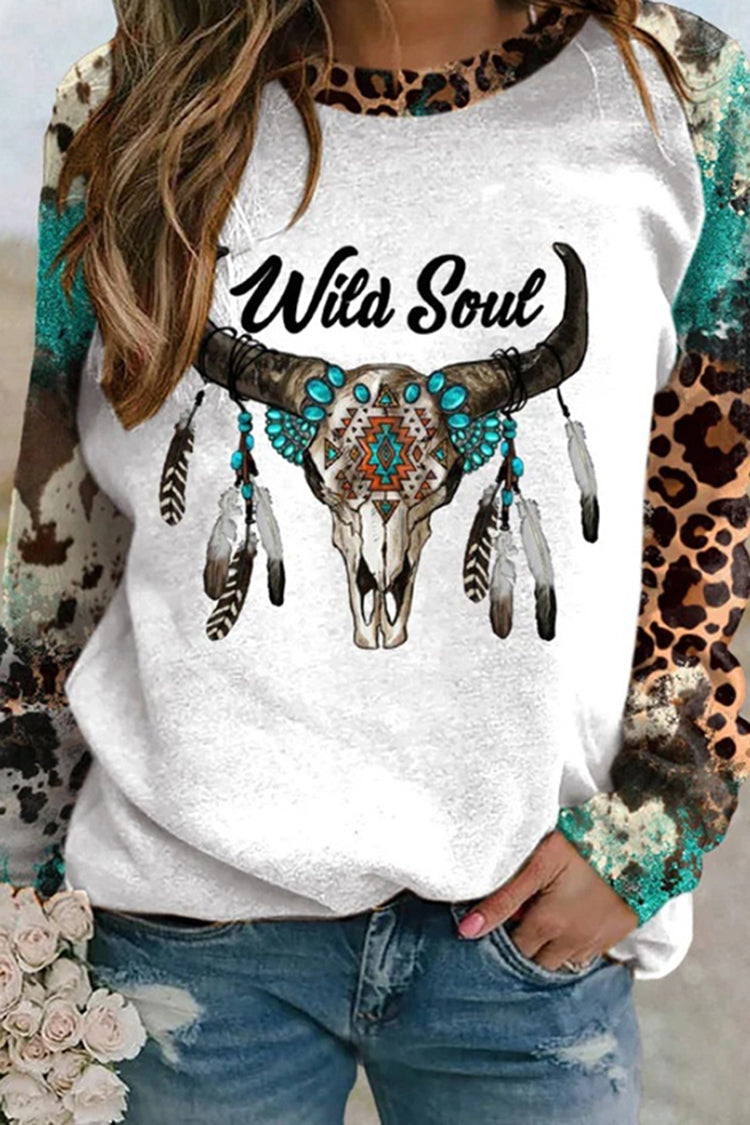 Animal Leopard Print Long Sleeve Sweatshirt