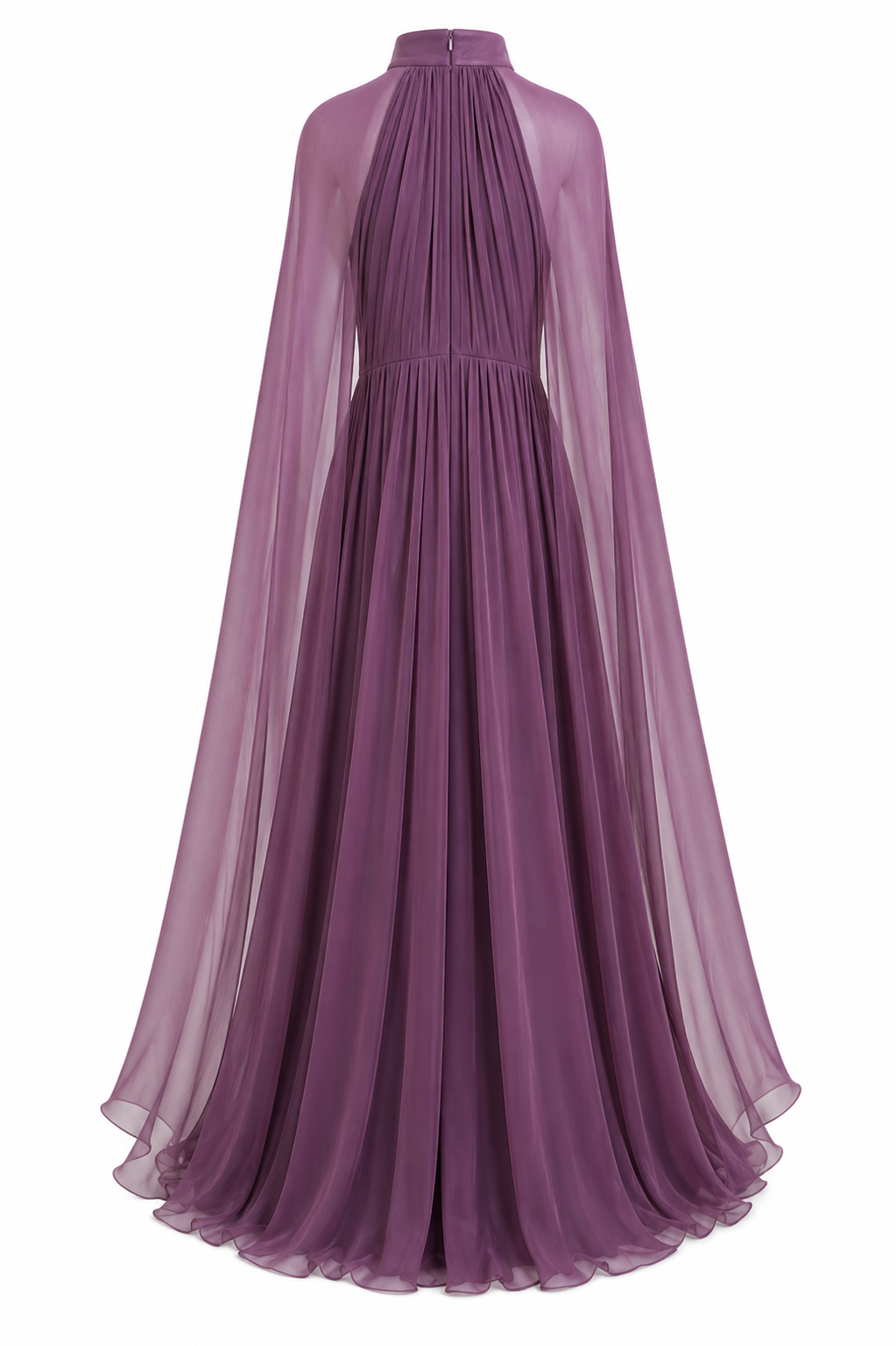 Purple Chiffon Halter Neck Gown Elegant Formal Evening Dress