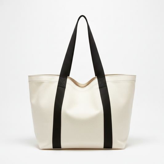 Ecru Canvas Webbing Tote