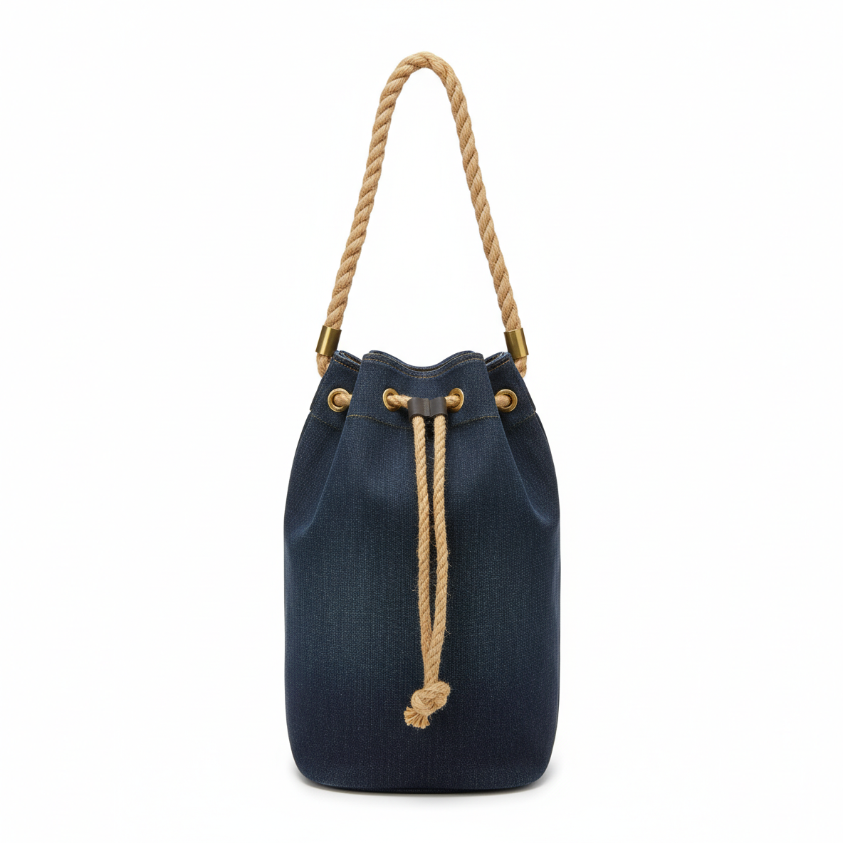 Navy Denim Bucket Bag