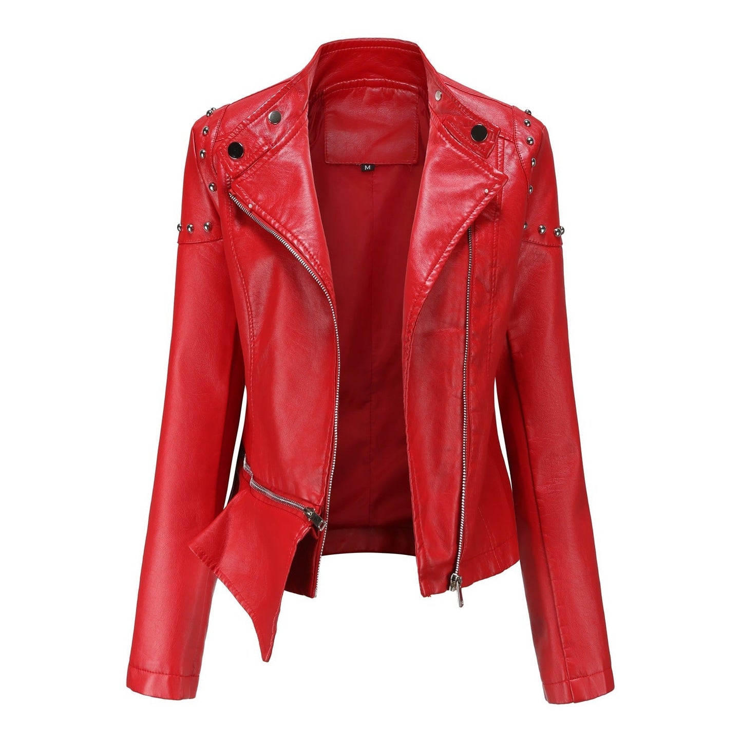 NEW RIVETED WASHED PU LEATHER JACKET