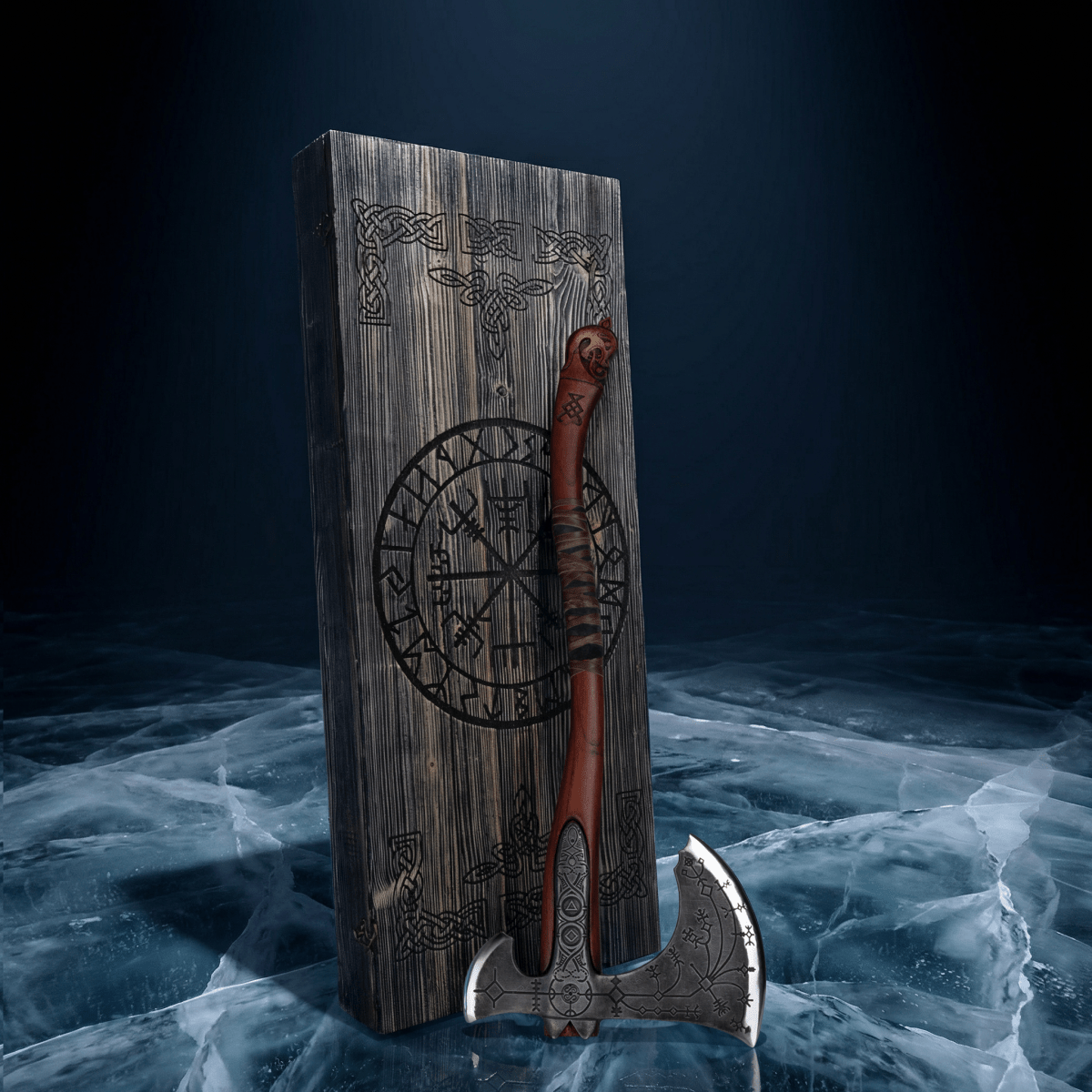 Hand-forged Leviathan axe with leather wrap