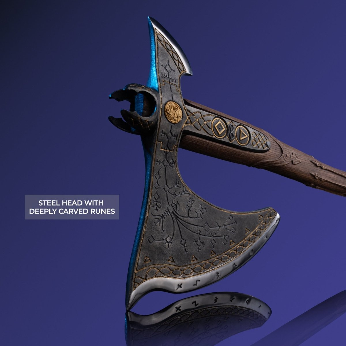 Handcrafted Leviathan axe with glow in the dark runes