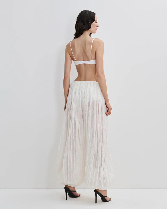 Women’s Sheer Crinkle Textured Balloon Trousers for Beach & Resort